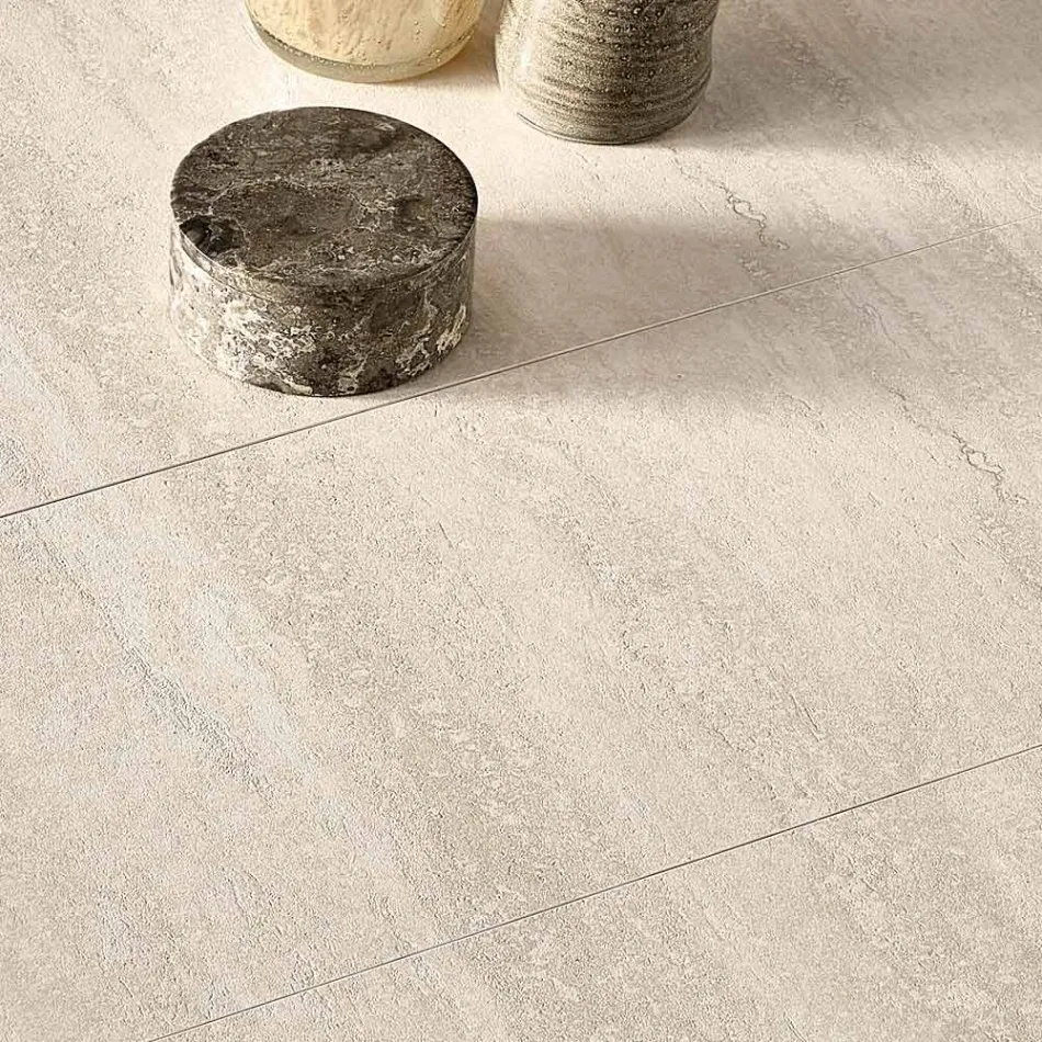 Utdragbart bord i porslin och stengods med målad metallbas - Arko Viadurini