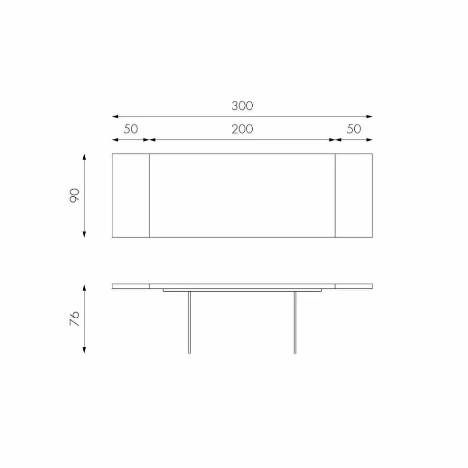 Utdragbart bord i ekfaner med Nico glasben Viadurini