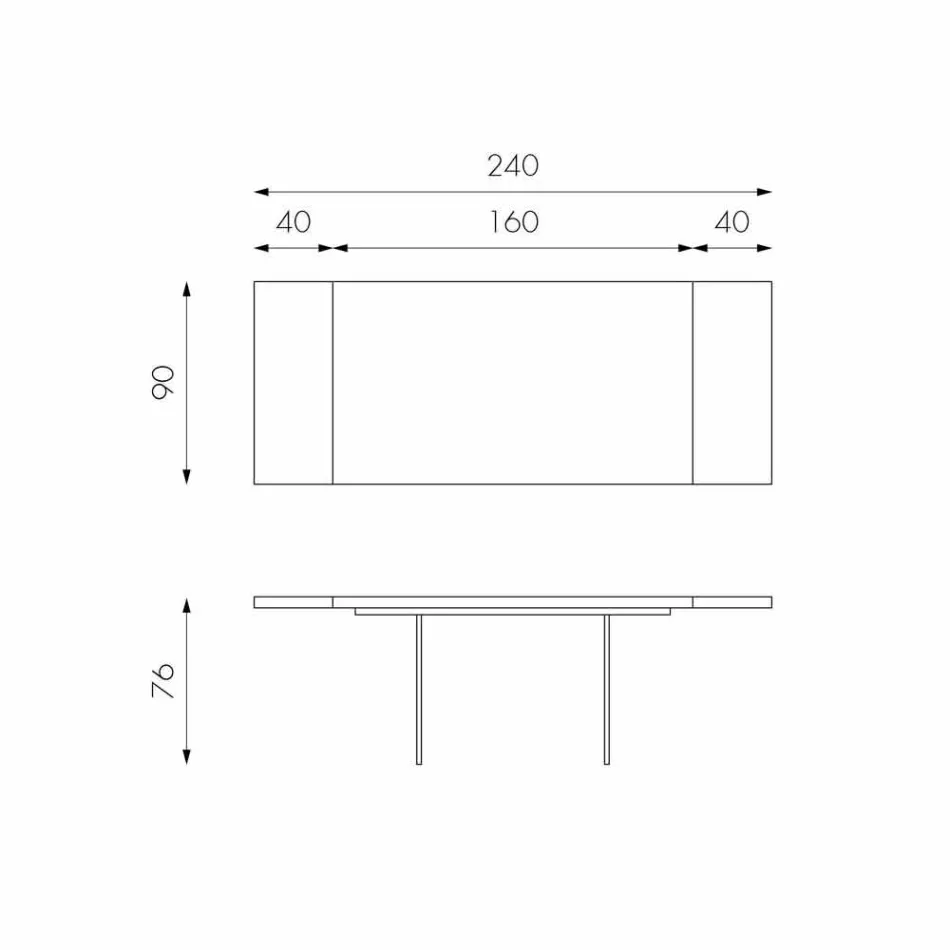 Utdragbart bord i ekfaner med Nico glasben Viadurini