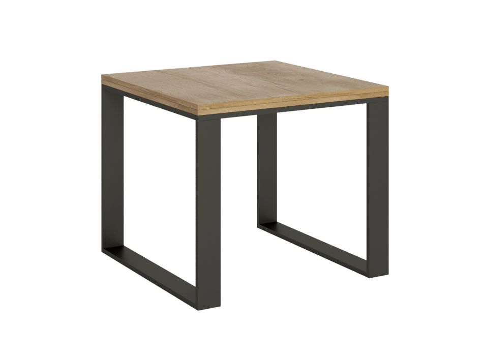 Utdragbart bord i trä och stål Tillverkat i Italien - Badesi Viadurini