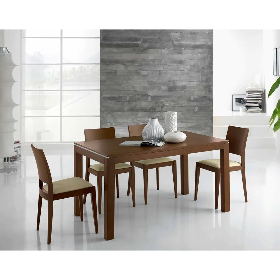 Utdragbart bord i askträ med sidoband i ask - Ketla Viadurini