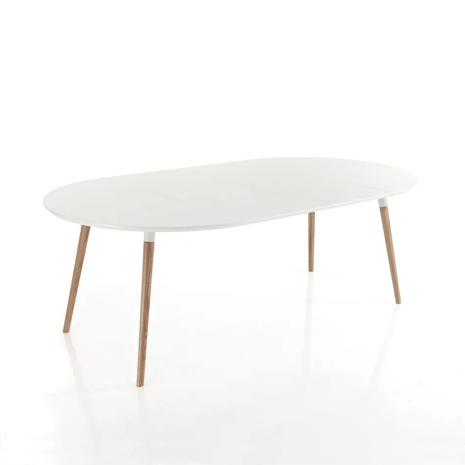 Utdragbar bord i trä, matt vit Ian golv Viadurini