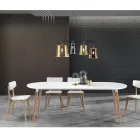 Utdragbar bord i trä, matt vit Ian golv Viadurini