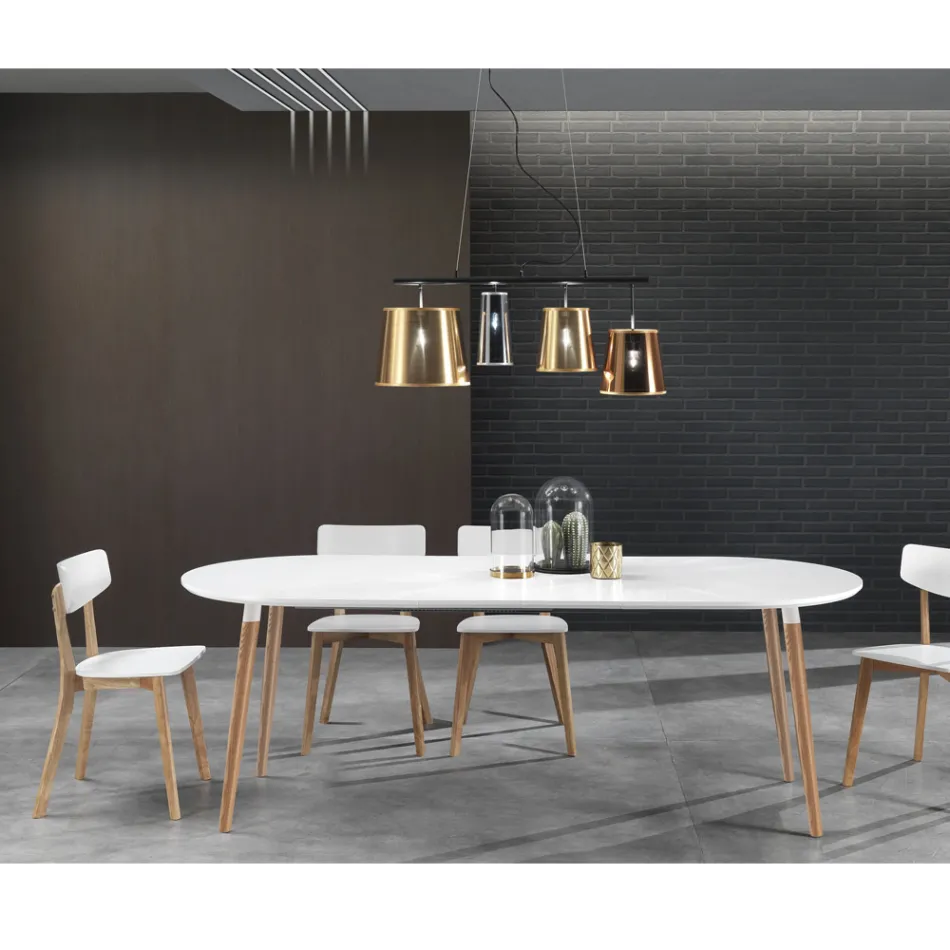 Utdragbar bord i trä, matt vit Ian golv Viadurini