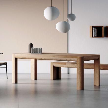 Utdragbart bord i blockboard och fyrkantiga ben Made in Italy - Rillian Viadurini