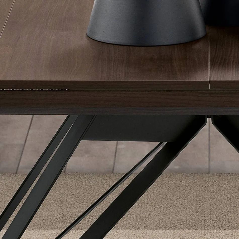 Utdragbart hopfällbart bord i metall och melamin Tillverkat i Italien - Meluso Viadurini