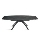 Utdragbart metallbord med marmorliknande porslinsskiva - Vittorio Viadurini