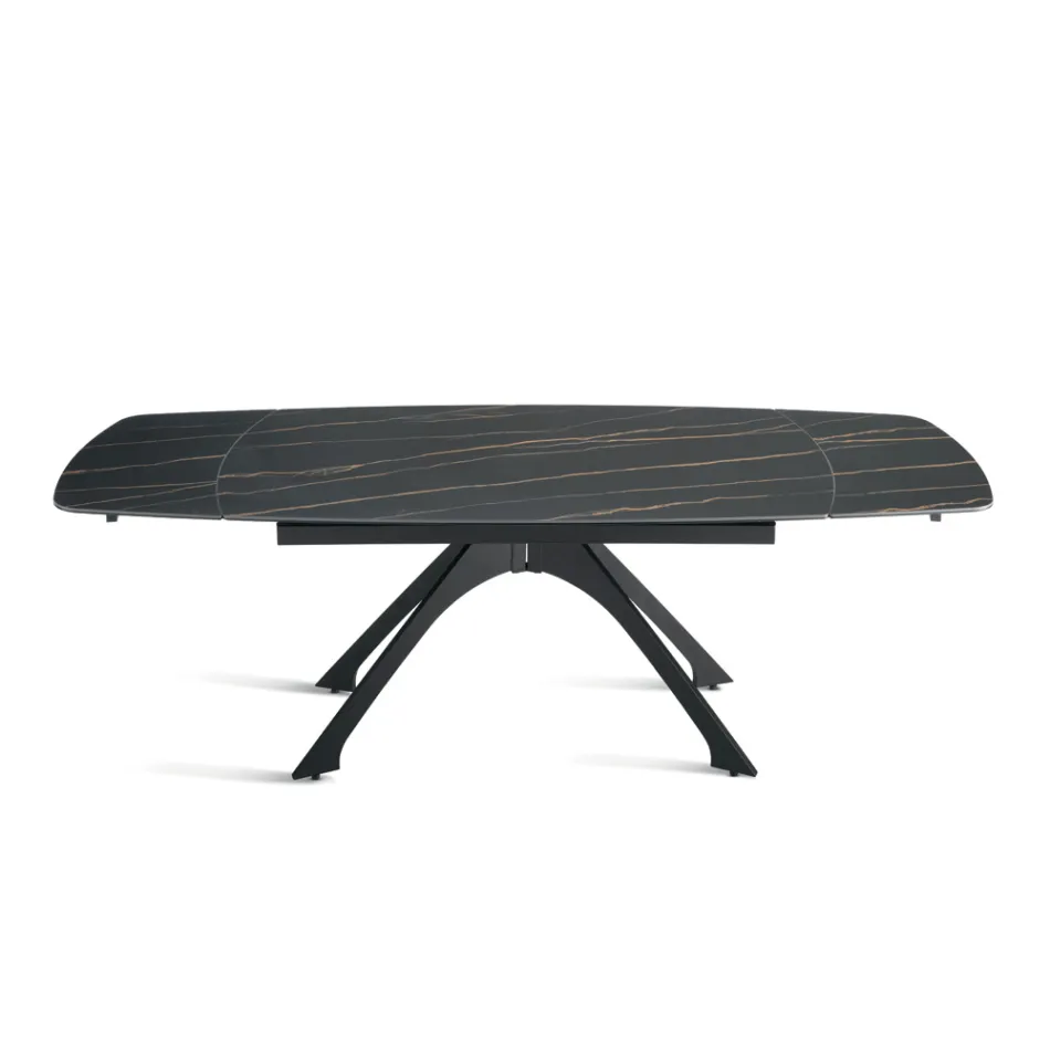 Utdragbart metallbord med marmorliknande porslinsskiva - Vittorio Viadurini