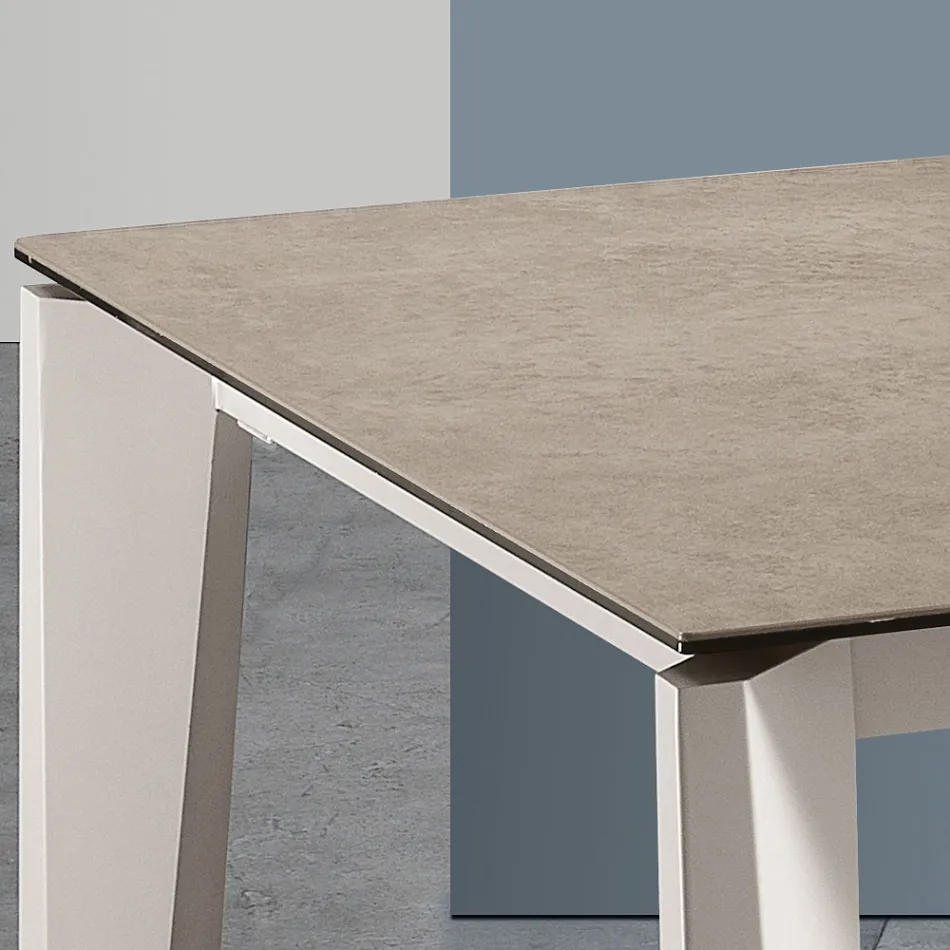 Utdragbart glaskeramiskt bord Fokos Terra Finish Made in Italy - Ariel Viadurini