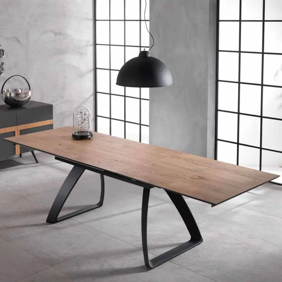 Modernt förlängningsbord med metallben, Villongo Viadurini