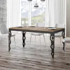 Modernt utdragbart bord i melaminträ och underskiva av järn - Marella Viadurini