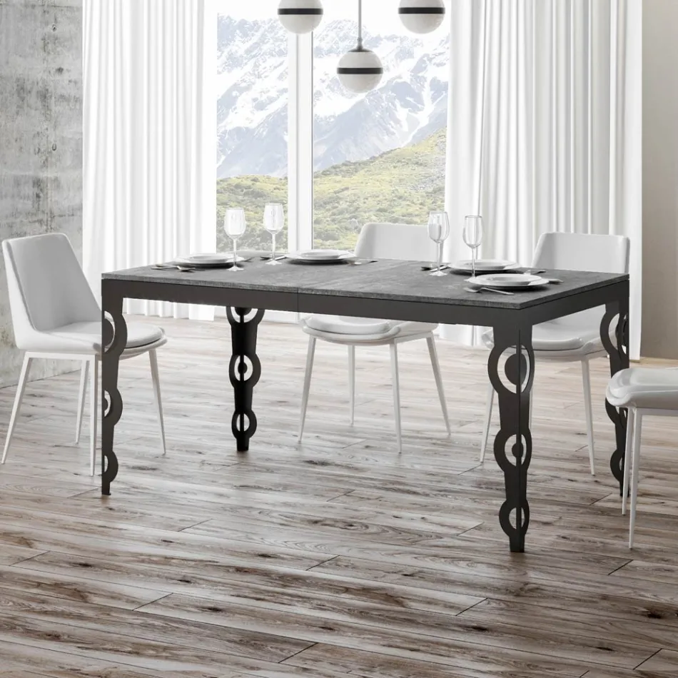 Modernt utdragbart bord i melaminträ och underskiva av järn - Marella Viadurini