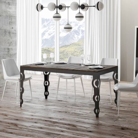 Modernt utdragbart bord i melaminträ och underskiva av järn - Marella Viadurini