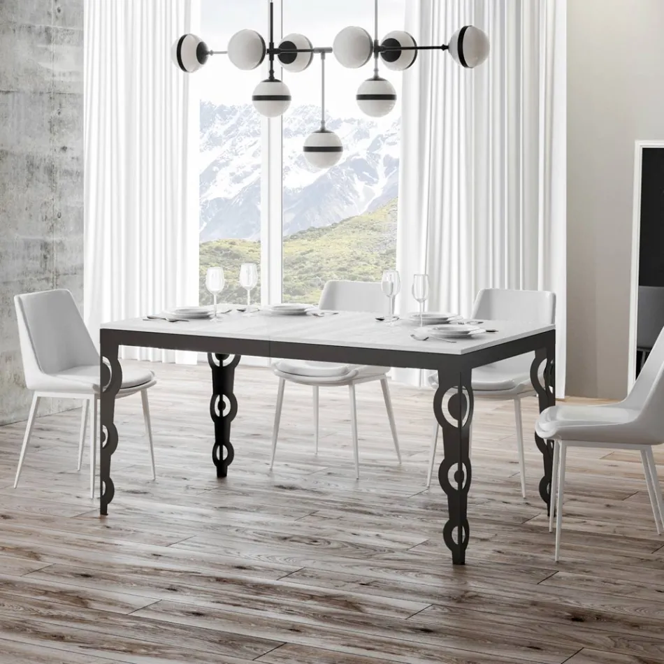 Modernt utdragbart bord i melaminträ och järn underskiva - Marella Viadurini