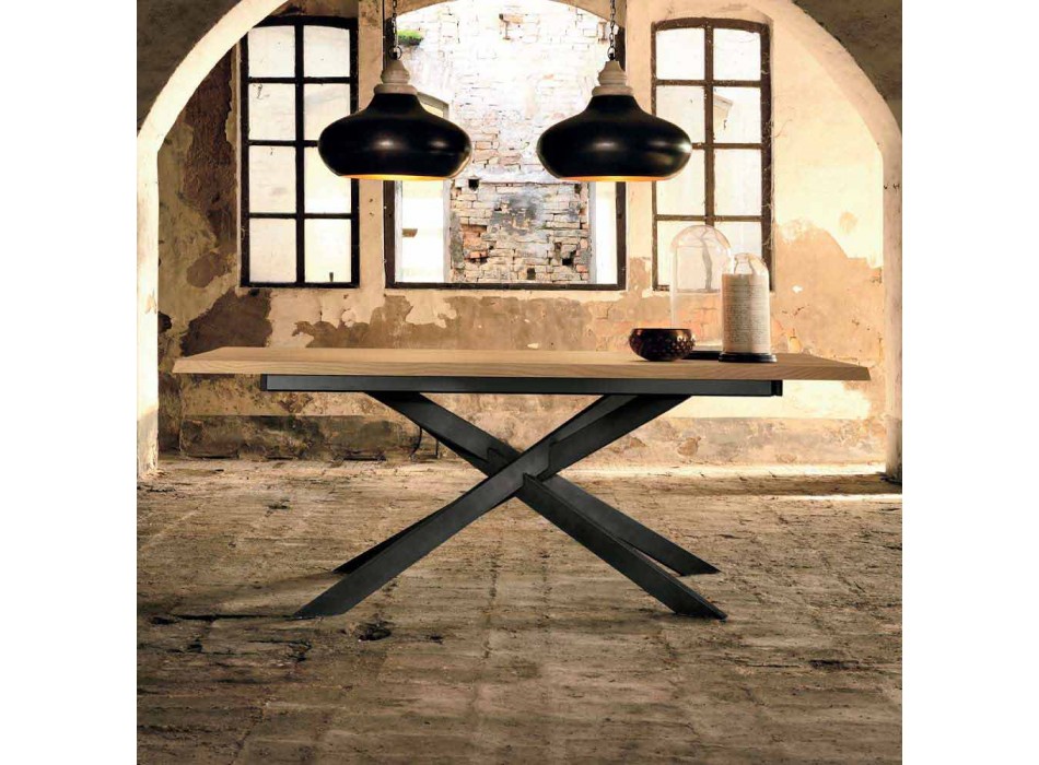 Modernt utdragbart bord i ek, tillverkat i Italien - Oncino Viadurini
