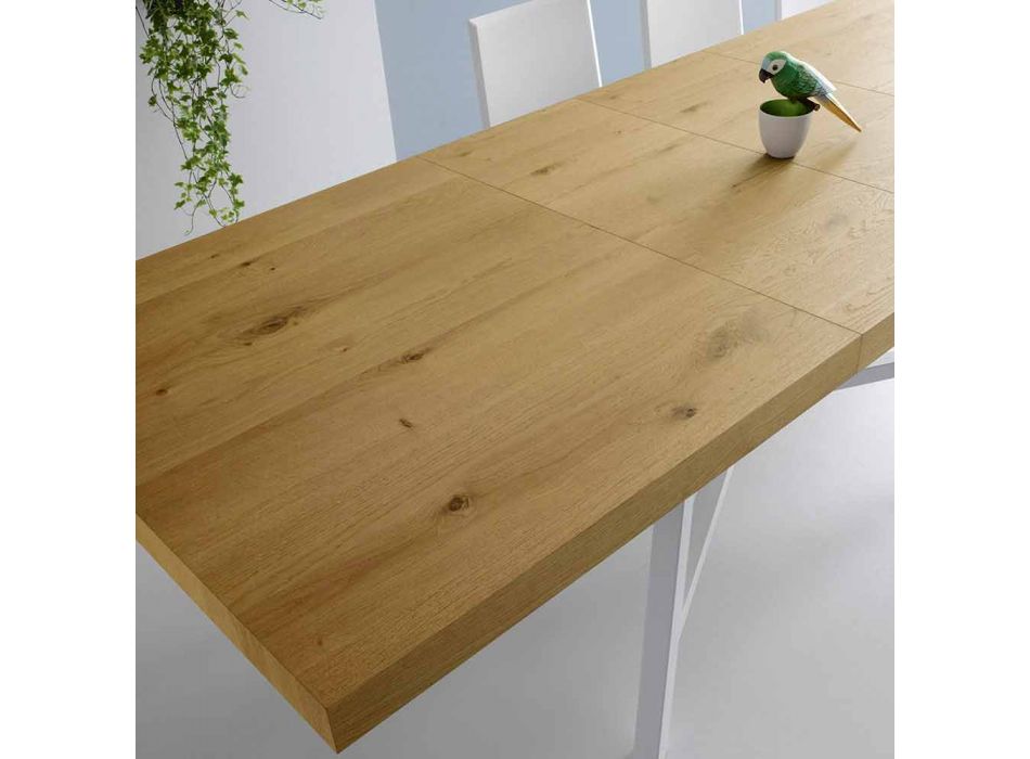 Modernt utdragbart bord, massivt trä topp - Tricerro Viadurini