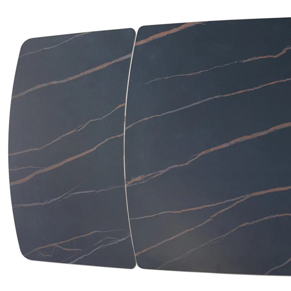 Utdragbart bord tillverkat med keramikskiva och järnbas - Incrocio Viadurini