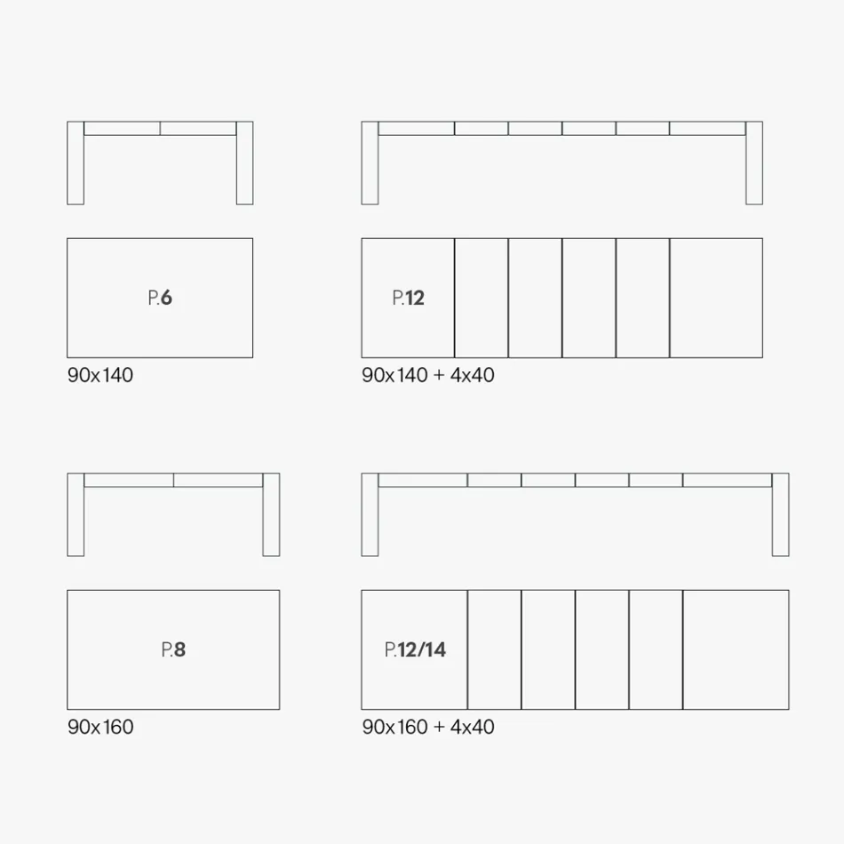 Utdragbart bord av hopfällbart melamin Tillverkat i Italien - Okej Viadurini