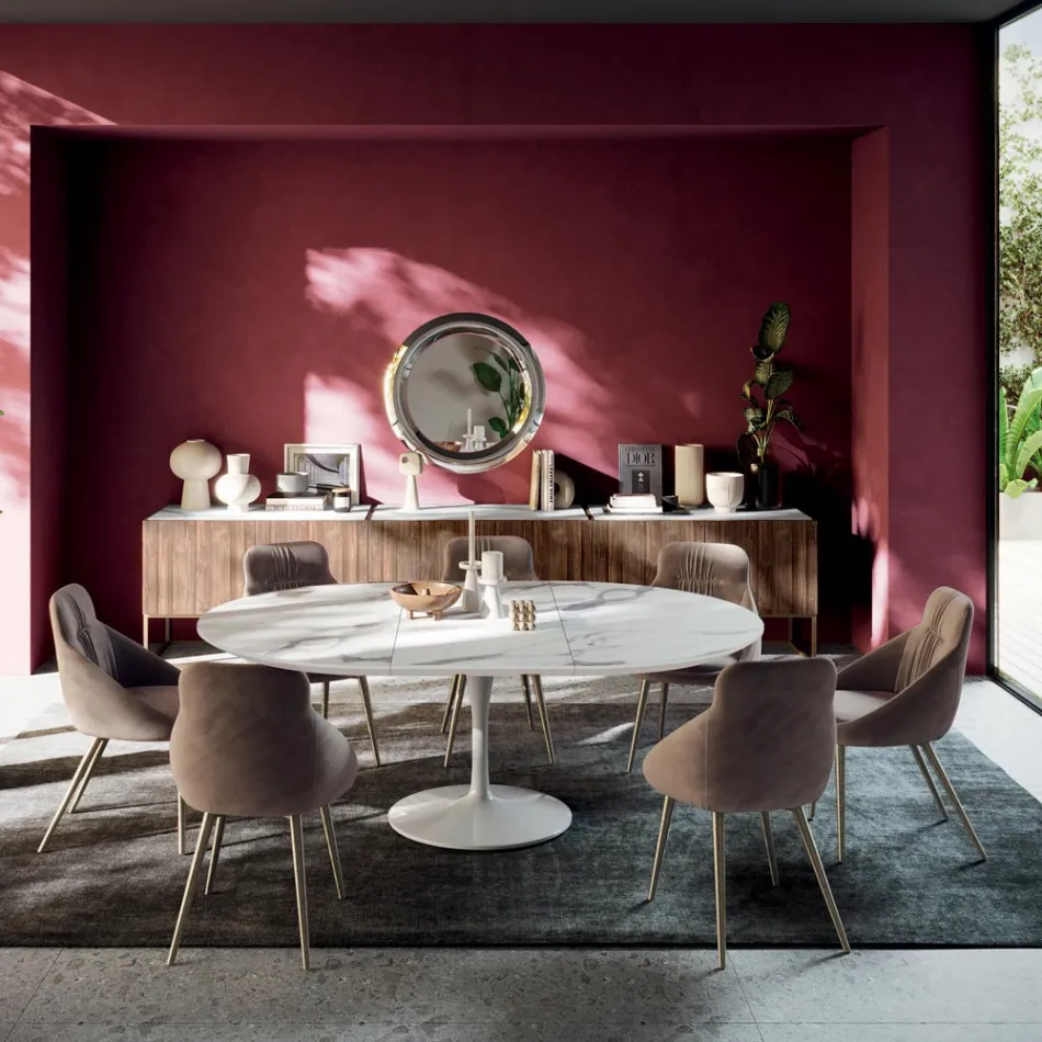 Utdragbart runt vardagsrumsbord i laminat Made in Italy - Dollars Viadurini