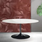 Saarinen Tulip utdragbart bord H 74 cm i vit Florim keramik - Scharlakansröd Viadurini