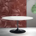 Saarinen Tulip utdragbart bord H 74 cm i vit Florim keramik - Scharlakansröd