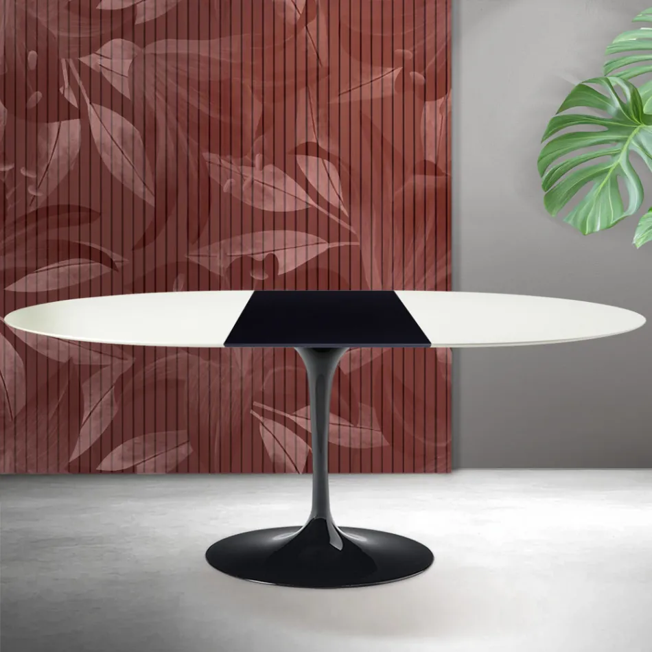 Saarinen Tulip utdragbart bord H 74 cm i vit Florim keramik - Scharlakansröd Viadurini