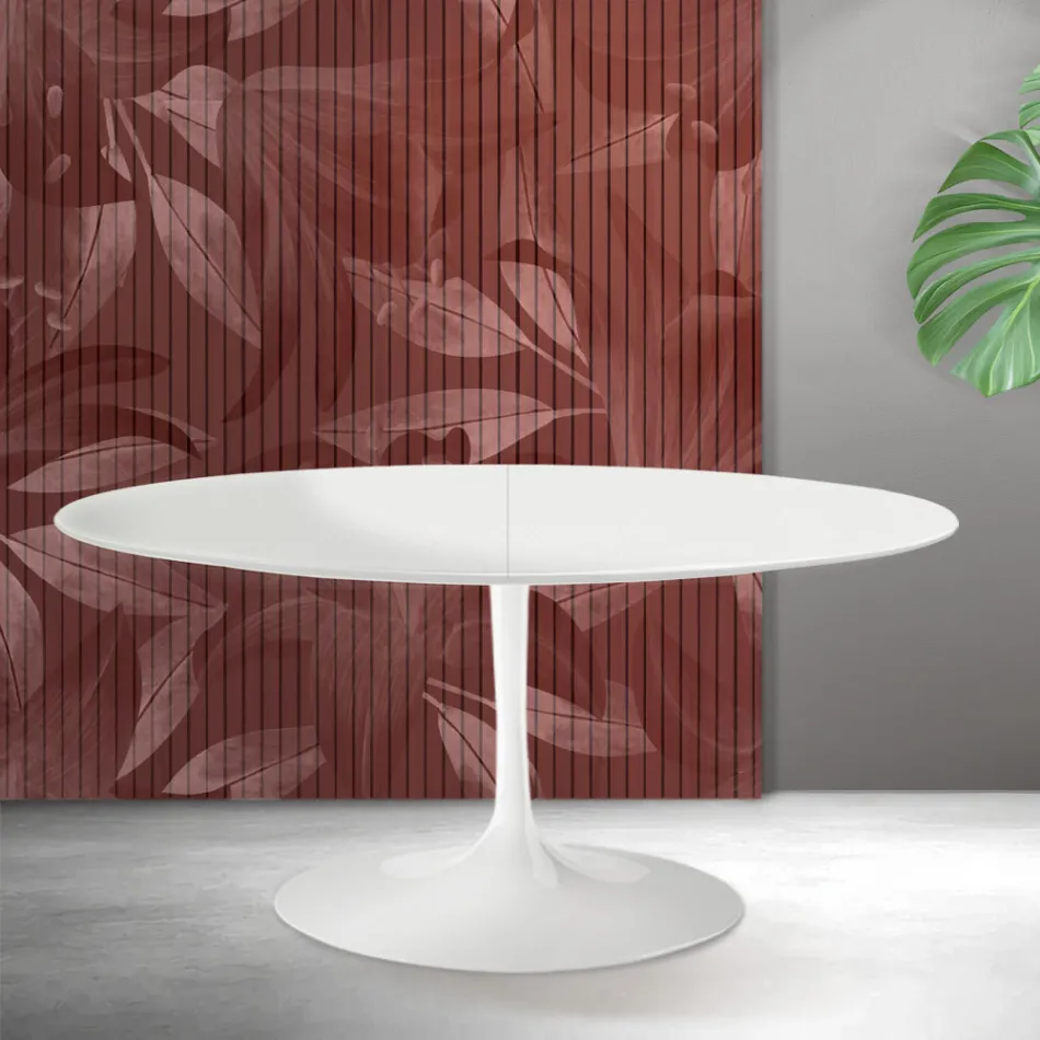 Saarinen Tulip utdragbart bord H 74 cm i vit Florim keramik - Scharlakansröd Viadurini
