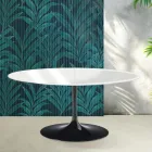 Saarinen Tulip utdragbart bord H 74 cm i blank vit Florim keramik - Scharlakansröd Viadurini