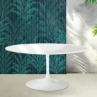 Saarinen Tulip utdragbart bord H 74 cm i blank vit Florim keramik - Scharlakansröd Viadurini