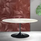 Saarinen Tulip utdragbart bord H 74 cm i Florim Calacatta guld matt keramik - scharlakansröd Viadurini