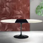 Saarinen Tulip utdragbart bord H 74 cm i Florim Calacatta guld matt keramik - scharlakansröd Viadurini