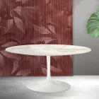 Saarinen Tulip utdragbart bord H 74 cm i Florim Calacatta guld matt keramik - scharlakansröd Viadurini