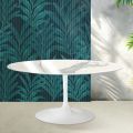 Saarinen Tulip utdragbart bord H 74 cm i glansig Statuario Florim keramik - Scharlakansröd