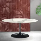 Saarinen Tulip utdragbart bord H 74 cm i Florim Statuario matt keramik - Scharlakansröd Viadurini