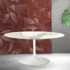Saarinen Tulip utdragbart bord H 74 cm i Florim Statuario matt keramik - Scharlakansröd Viadurini