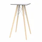 Fyrkantigt designstångbord i trä och Hpl, 4 stycken - Faz Wood av Vondom Viadurini