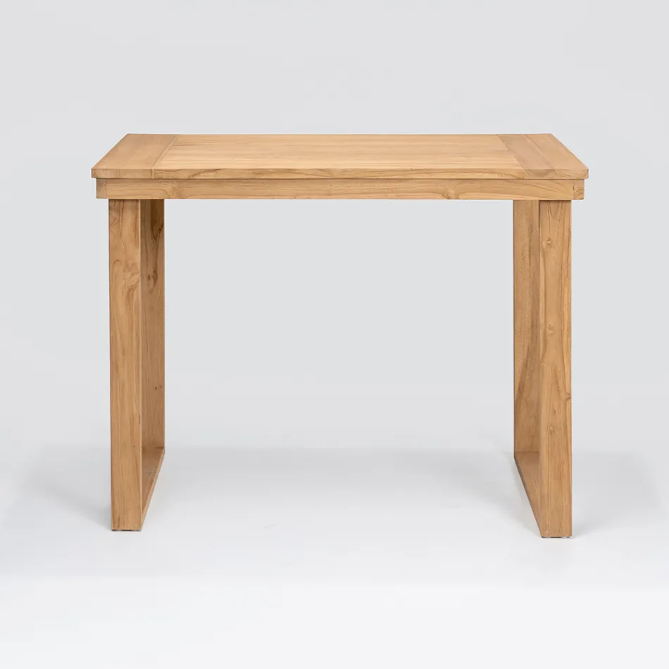 Högt barbord tillverkat av borstad naturlig teak - Sponda Viadurini