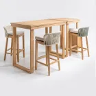 Högt barbord tillverkat av borstad naturlig teak - Sponda Viadurini