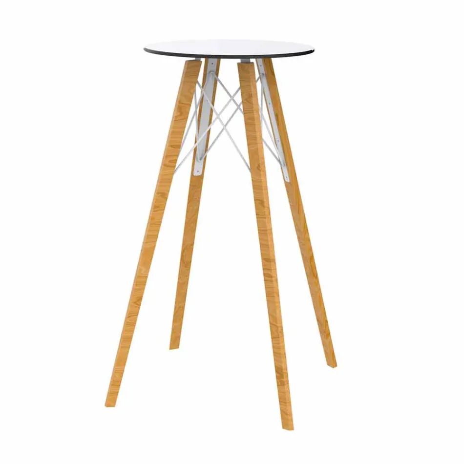 Round Design High Bar Table i Wood and Hpl, 4 Pieces - Faz Wood av Vondom Viadurini