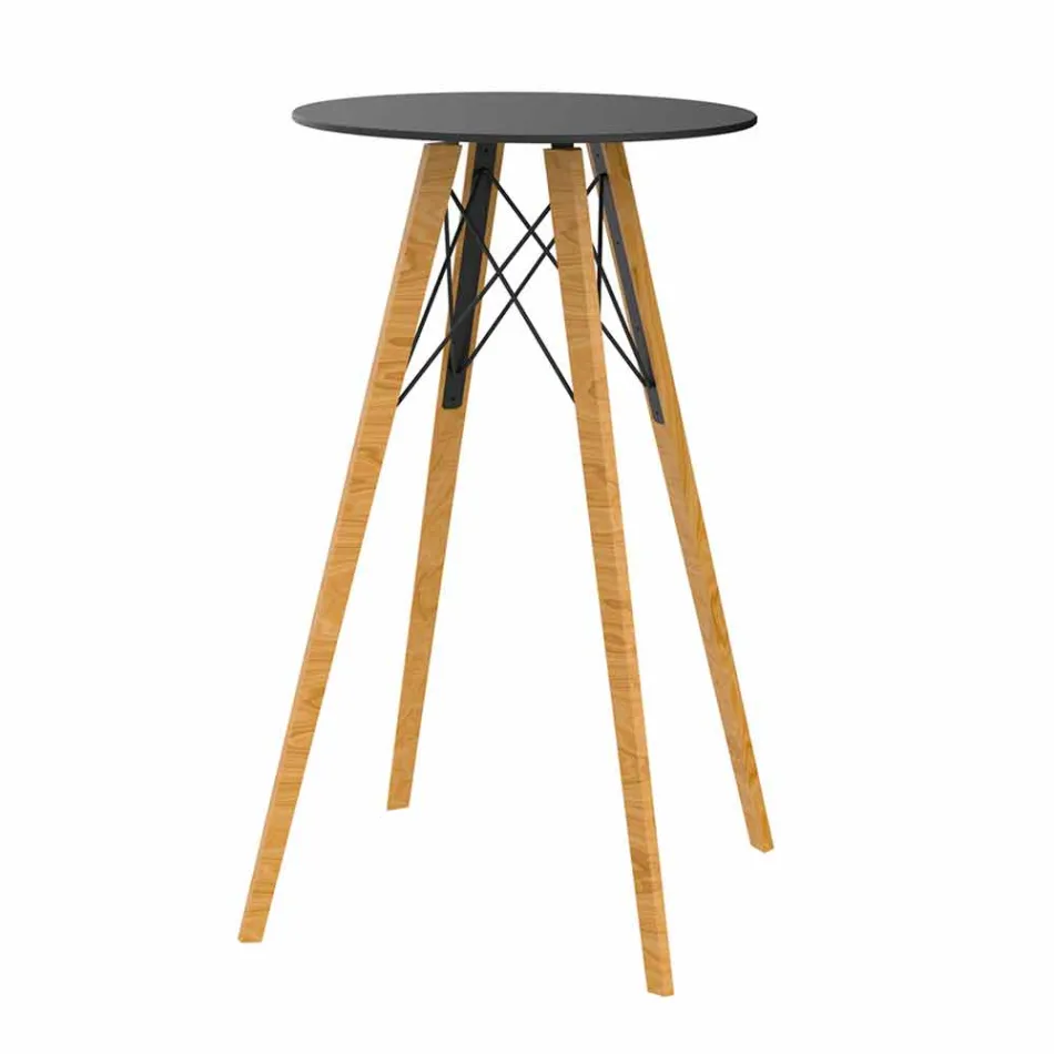 Round Design High Bar Table i Wood and Hpl, 4 Pieces - Faz Wood av Vondom Viadurini