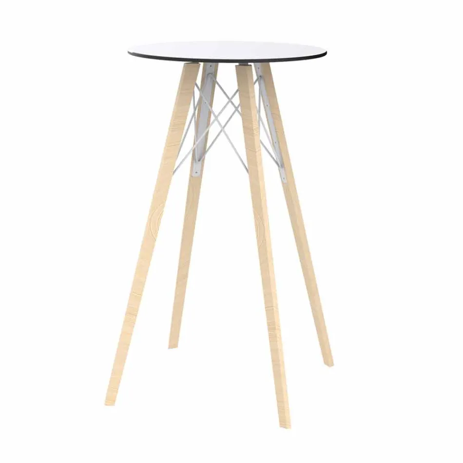 Round Design High Bar Table i Wood and Hpl, 4 Pieces - Faz Wood av Vondom Viadurini