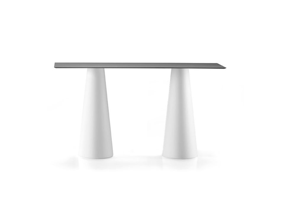 Utomhus högt bord med rektangulär skiva i HPL Tillverkat i Italien - Forlina Viadurini