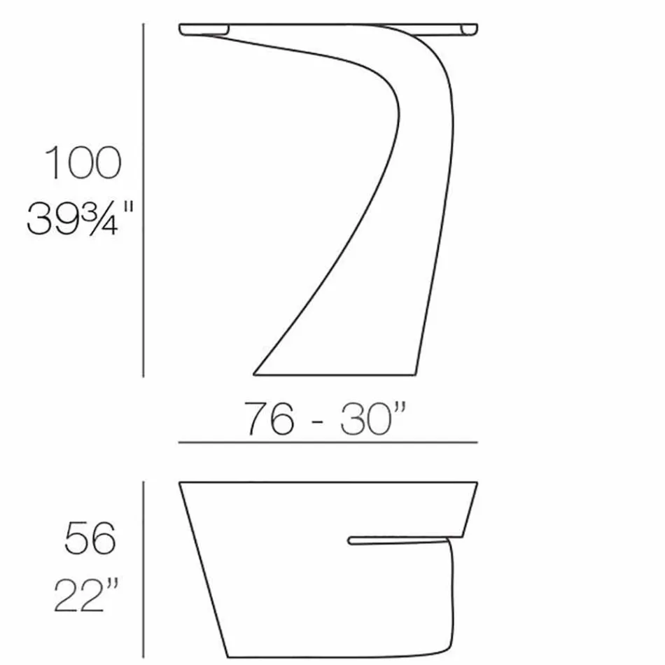 Design högt utomhusbord H 100 cm, i polyeten, Wing Vondom Viadurini