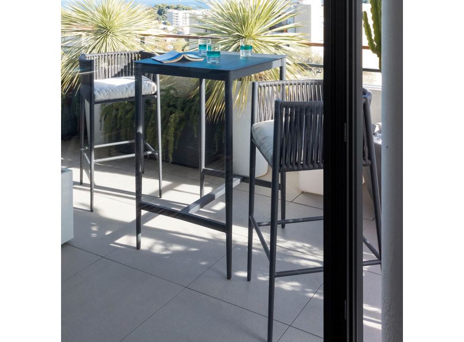 Aluminium utomhus fyrkantigt högt bord Tillverkat i Italien - Nymeria Viadurini