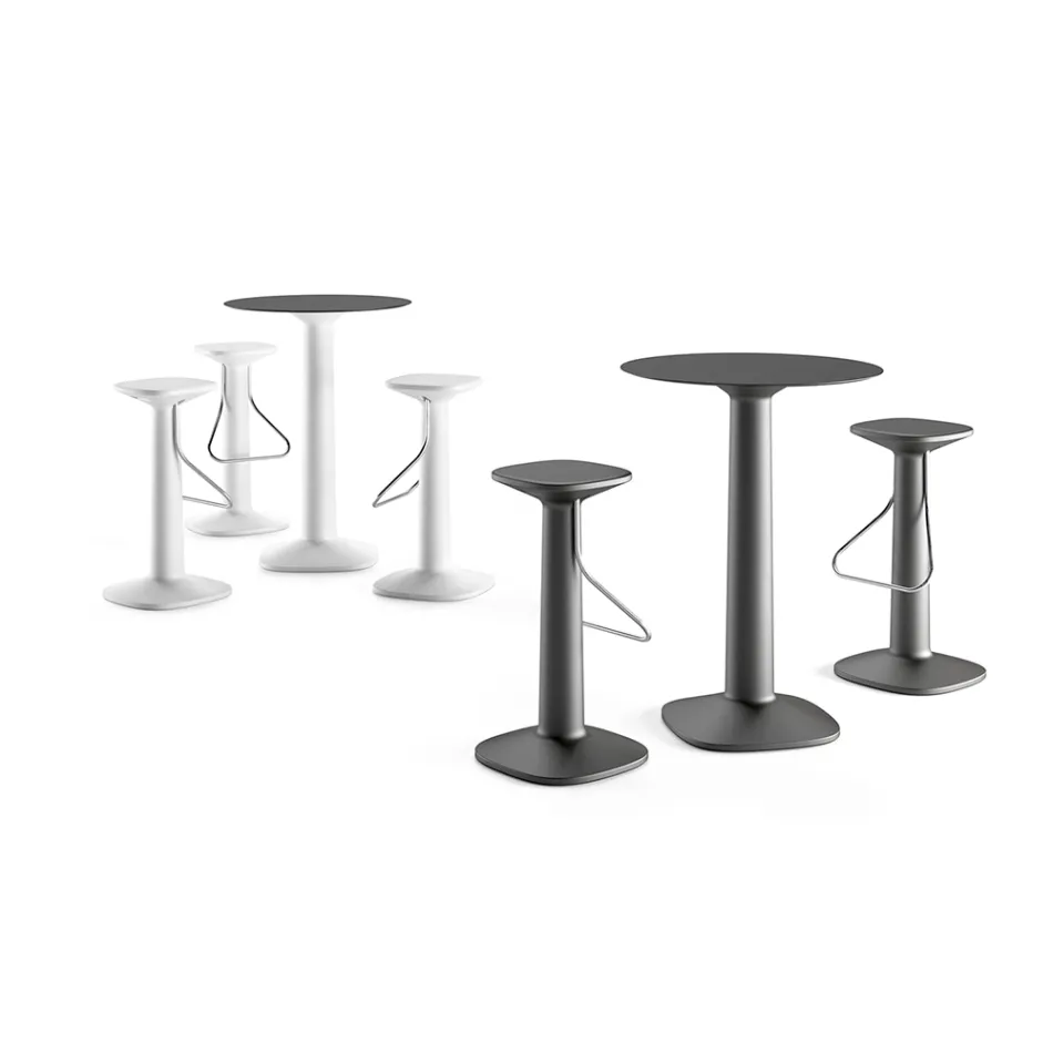 Högt runt bord i polyeten med HPL-skiva Tillverkat i Italien - Pito Viadurini