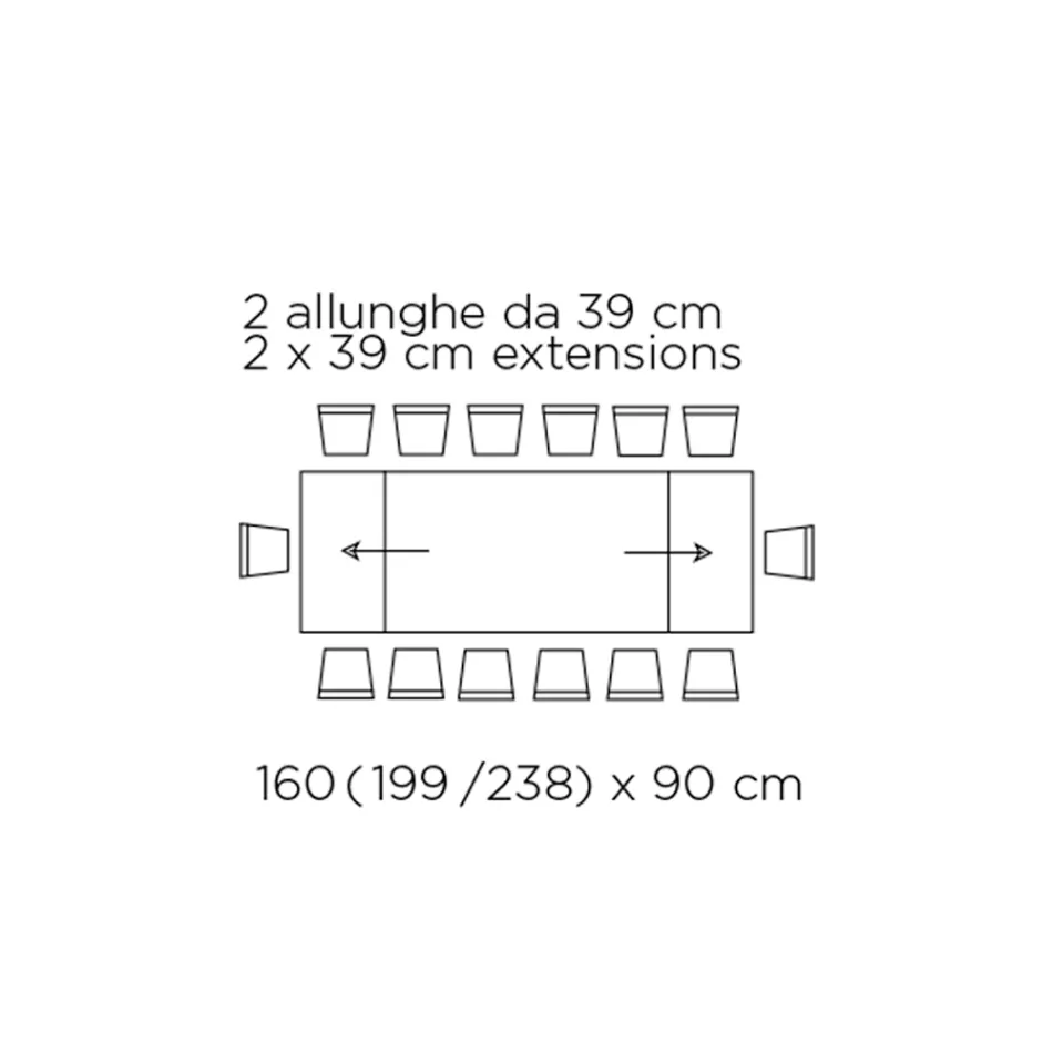 Bord med integrerade förlängningar och underrede av minkstål Tillverkat i Italien - Dalmatisk Viadurini