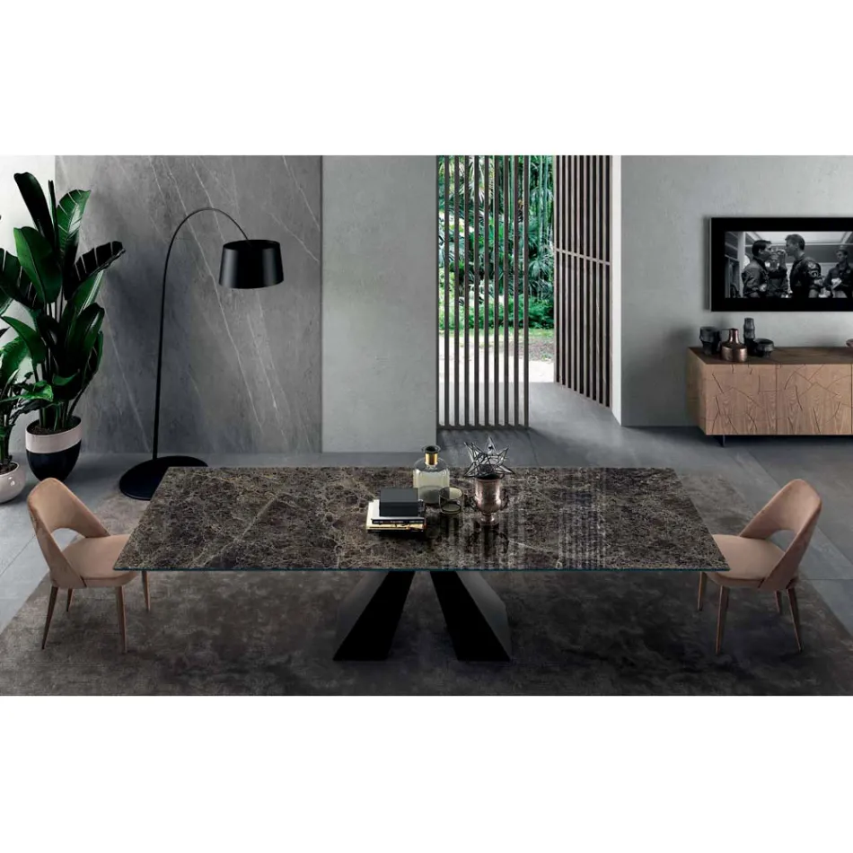 Bord med integrerade förlängningar i keramik och stål Tillverkat i Italien - Dalmata Viadurini
