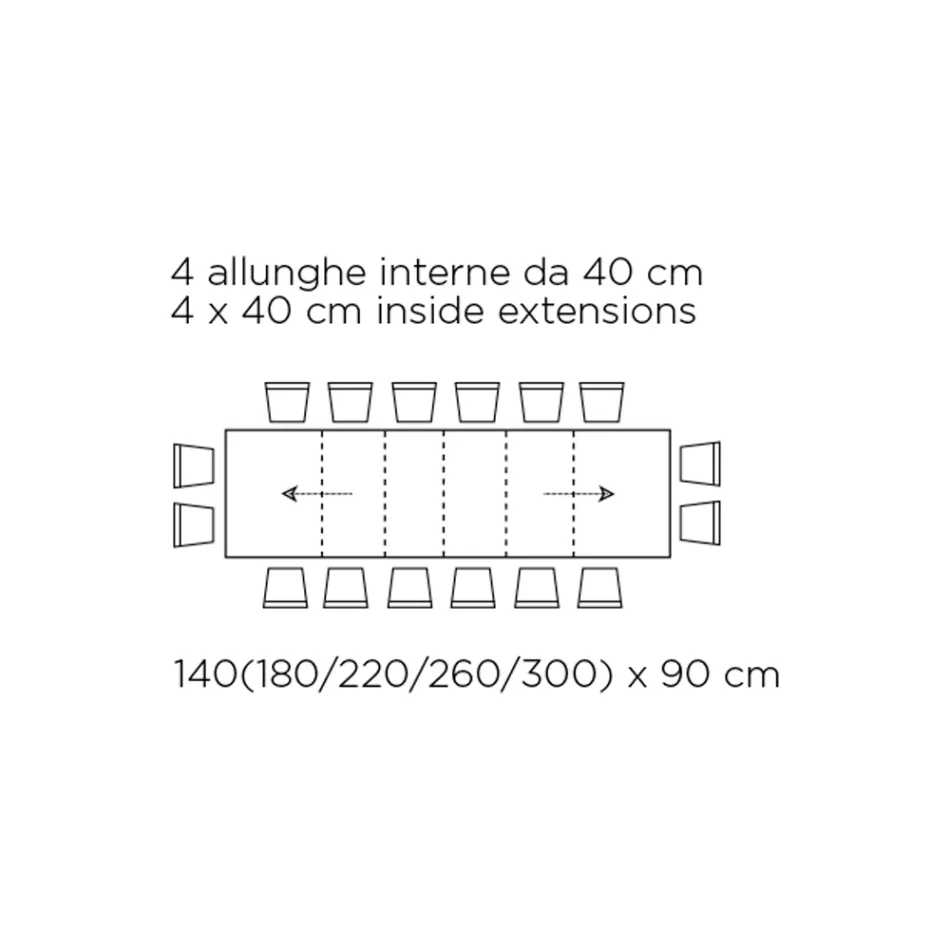 Bord med invändiga förlängningar och vikkant i laminat Tillverkat i Italien - Gordito Viadurini