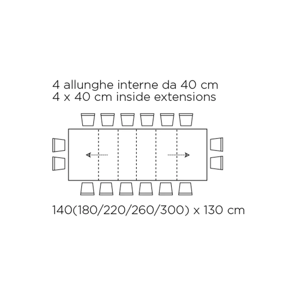 Bord med invändiga förlängningar och vikkant i laminat Tillverkat i Italien - Gordito Viadurini