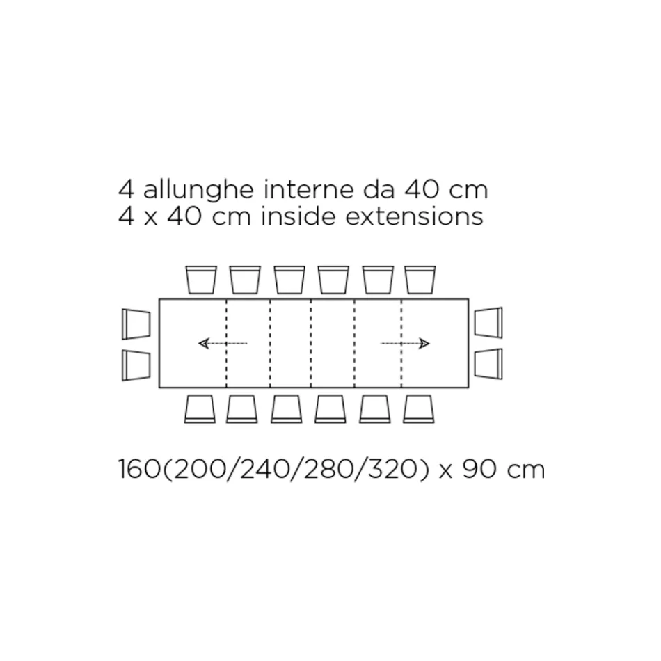 Bord med invändiga förlängningar och vikkant i laminat Tillverkat i Italien - Gordito Viadurini